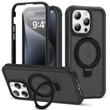 UTPPVX Compatible with iPhone 15 Pro Case with Magnetic Ring Stand [Compatible with Mag-Safe] [Built-in Screen Protector] Milita
