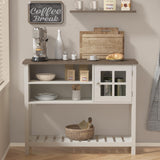 ChooChoo Farmhouse Coffee Bar Cabinet, Buffet Cabinet with Storage, Sideboard Buffet with Glass Door, Console Table for Kitchen,