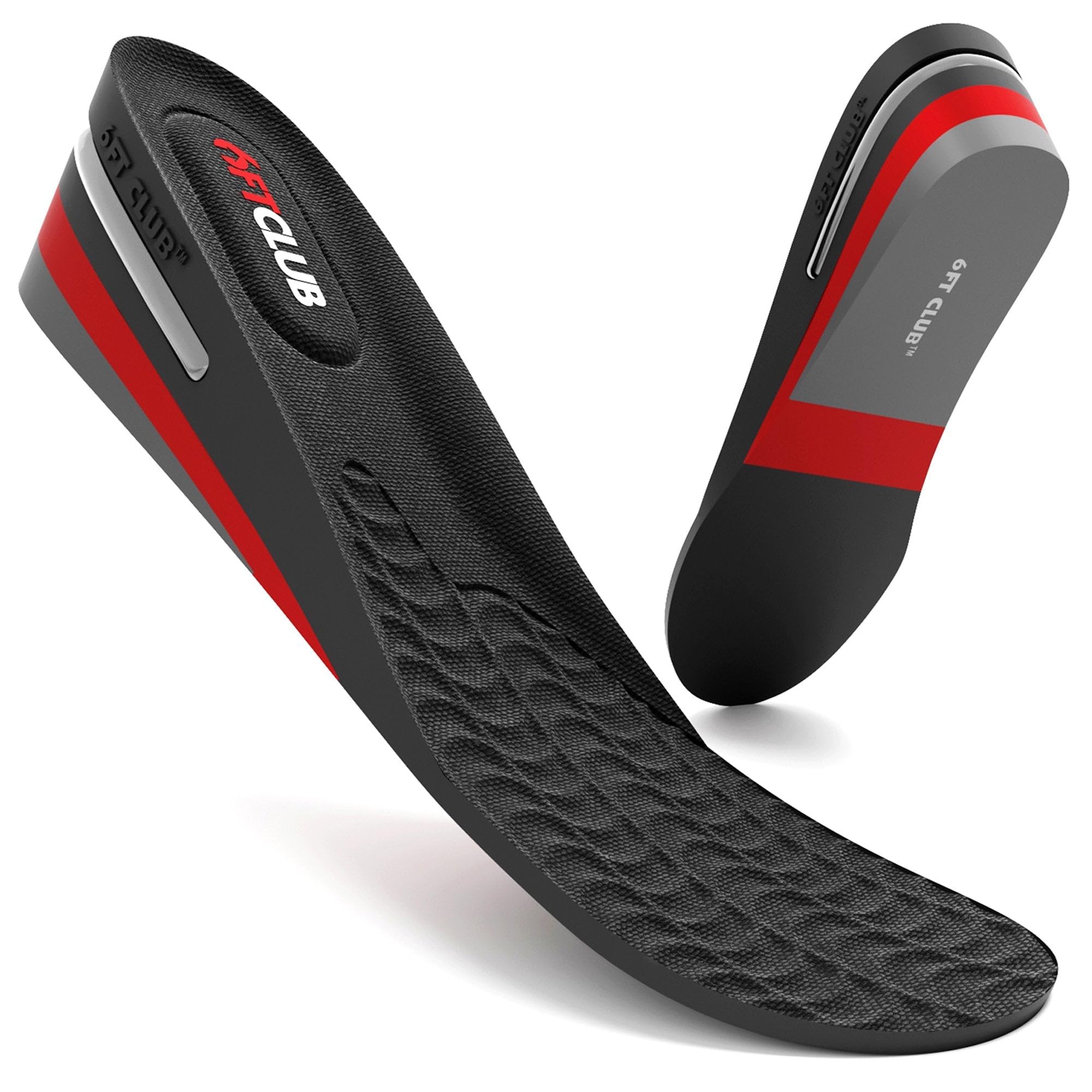 6Ft Club 3-Layer Elevation Height Increase Insoles 2.35-Inch For Hi-Tops (7.5-11.5)