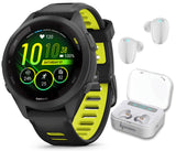 Wearable4U Garmin Forerunner 265S Music GPS Running 42 mm Smartwatch, Black with AMOLED 1.1in Touchscreen Display White Earbuds 