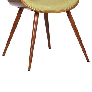 Armen Living Butterfly Dining Chair In Green Fabric And Walnut Wood Finish