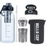 wangsdjy 34oz Glass Water Bottle with Straw, Infuser & Protective Sleeve, BPA-Free Large Capacity drinking bottles for Hot or Co