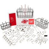 Extra Thick 60pcs Pegboard Accessories Organizer Kit | 1/4 Inch Peg Board Attachments | Peg Board Hook Set and Pegboard Basket S