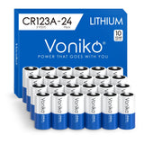 Voniko CR123A Lithium Batteries (24-Pack) - Photo Non-Rechargeable Lithium Battery -3 Volt 123 Battery Lithium 10 Years Shelf Li