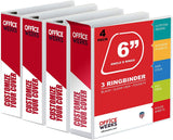 3 Ring Binder, 4 Pack of 6 Inch Capacity D Ring Binders, 8.5 x 11 Presentation Folder View Binder with Pockets, Durable NonSt
