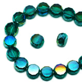 DIQIO 8mm Sparkle Flat Coin Round Crystal Beads (78-82pcs, Peacock Green)