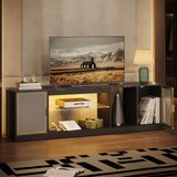 Bestier Gaming TV Stand for TVs up to 80 inch, 70 inch LED Entertainment Center with Adjustable Glass Shelf & Translucent Doors 