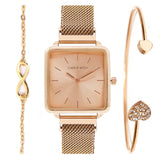 Joker & Witch Stainless Steel Sunshine Rosegold Analog Watch Bracelet Set For Women, Rose Gold Dial, Rose Gold Band