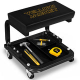 YELLOW JACKET Creeper Garage/Shop Seat, 250 LBS Capacity Rolling Padded Mechanics Stool Removal Seat with Tool Tray