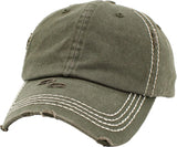 Kbv-Basic Olv Vintage Washed Distressed Cotton Dad Hat Baseball Cap Adjustable Polo Trucker Unisex Style Headwear -Like New