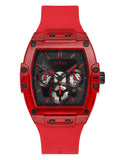 GUESS Mens Polycarbonate Quartz Watch with Silicone Strap, Red, 24 (Model: GW0203G5)