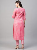 Gosriki Women'S Cotton Blend Printed Straight Kurta With Pant (Tai Pink-Gs_4Xl_Pink_Xxxx-Large),Pink,4,B0BV76NB1Y
