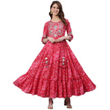ishin Women's Viscose Rayon Anarkali Embellished Kurta Kpm-10040_L_Pink