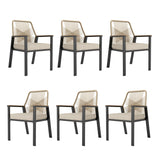 HERA 'S HOUSE Patio Chairs Set of 6, 36.6 Rattan Dining Chairs with Heavy-Duty Wrought Iron Metal Frame Support 300lbs, All-Wea