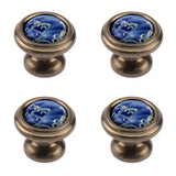 MY MIRONEY 1.26 Diameter Blue Porcelain Knobs Chinese Style Decorative Drawer Pulls Antique Bronze Ceramic Knobs Door knobs Cupb