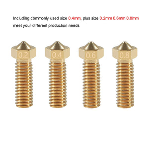 ALAMScN 12PcS V6 Volcano Brass Nozzle Kit 02mm 04mm 06mm 08mm Extra Extruder Nozzles 04mm M6 175mm Filament for 3D Printer Part