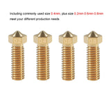 ALAMScN 12PcS V6 Volcano Brass Nozzle Kit 02mm 04mm 06mm 08mm Extra Extruder Nozzles 04mm M6 175mm Filament for 3D Printer Part