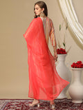 Gosriki Women'S Rayon Blend Straight Printed Kurta With Pant & Dupatta (Tiedye Red-Gs_M_Red_Medium),Red,,B0D3BZJ2RC