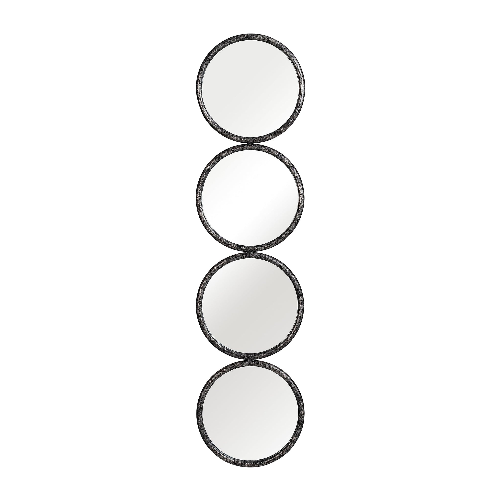 12''L 1''W 48''H Four Circle Black Iron Wall Mirror For Vertical Or Horizontal Hanging In Bathroom. Bedroom, Living Room, Or Ent