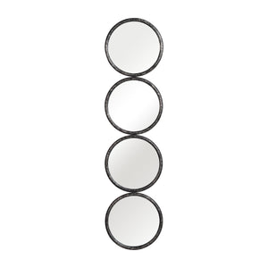 12''L 1''W 48''H Four Circle Black Iron Wall Mirror For Vertical Or Horizontal Hanging In Bathroom. Bedroom, Living Room, Or Ent