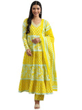 Libas Women'S Cotton Kurta Set (400365_Yellow_L)