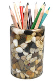 Handcrafted Pebbles Pen Holder for Desk, Makeup Brushes Cup,Pencil Holders, Aesthetic Office&Home Organizer