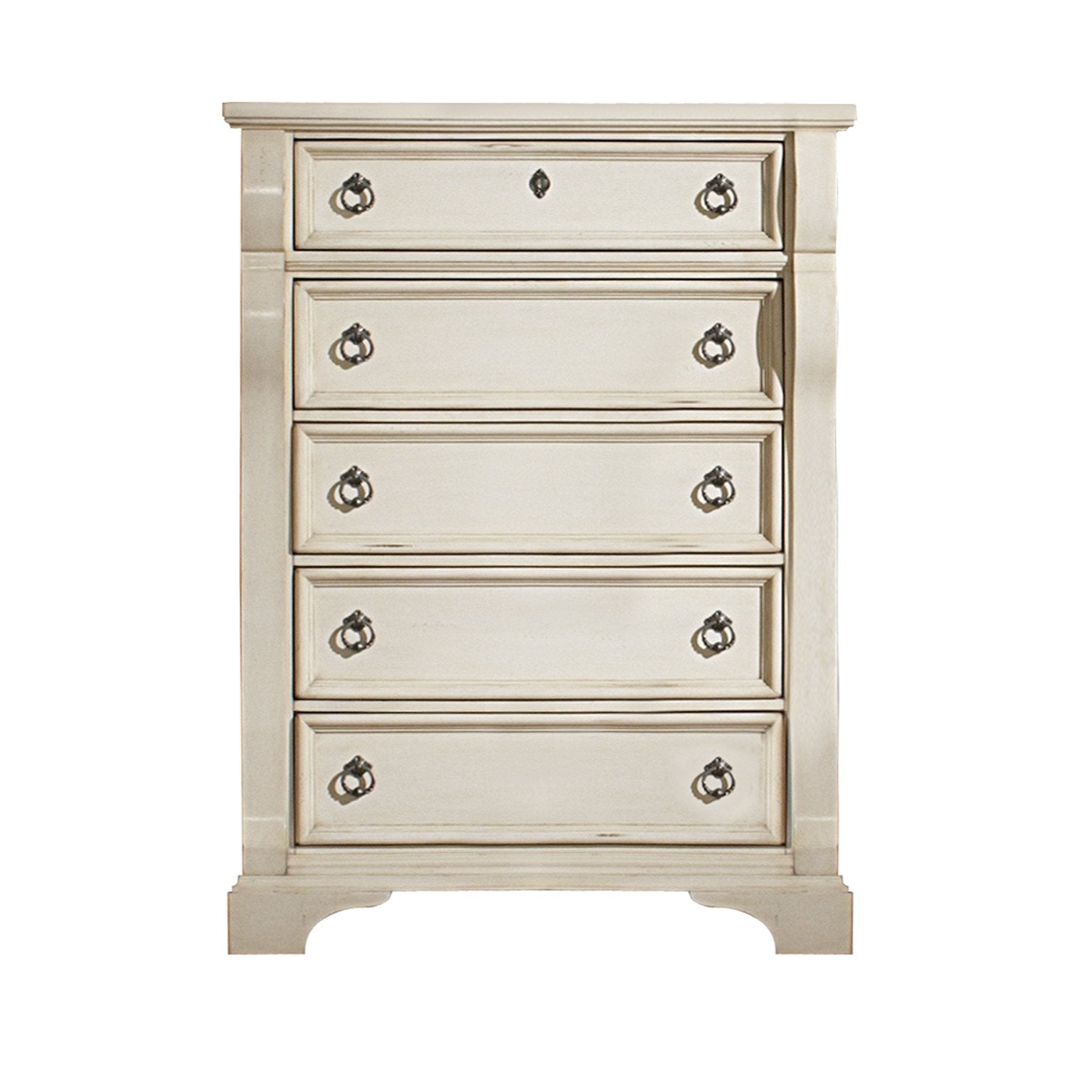 American Woodcrafters 2910 Heirloom Five Drawer Chest Antique White
