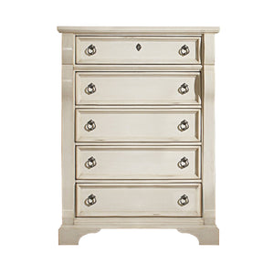American Woodcrafters 2910 Heirloom Five Drawer Chest Antique White