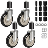 5 inch Swivel Caster Wheels Set of 4, Adjustable Expanding Stem Casters Fit for 7/8,1-1/4,1-1/2and 1-5/8 Tube Legs for Stainless