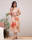 Gosriki Women'S Rayon Viscose Straight Printed Kurta With Pant (Susan Beige-Gs_S_Beige_Small),Beige,,B0DT76P9BT