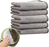 SPAREQUE 5 Pack NonScratch Wire Dishcloth & Gaps Cleaning Brush, Multipurpose Wire Dishwashing Rags for Wet and Dry, Easy Rinsi