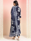 Anni Designer Women'S Rayon Viscose Anarkali Printed Kurta With Pant & Dupatta (Jasiwal Blue-Vks02_5Xl_Blue_Xxxxx-Large),Blue,5XL,Rayon Blend,Classic,