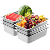 VEVOR 6 Pack Hotel Pans, Full Size 0.8mm Thick 6-Inch Deep Commercial Stainless Steel Restaurant Steam Table Pan, Catering Stora