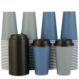LITOPAK 100 Pack 16 oz Paper Coffee Cups, Disposable Coffee Cups with Lids, Drinking Cups for Coffee, Water, Juice, or Tea. Hot 