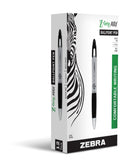 Zebra Pen Z-Grip Max Retractable Ballpoint Pens, Medium Point, 1.0 mm, Silver Barrel, Black Ink, Pack Of 12