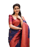 Shiv Textiles Womens Banarasi Silk Saree With Blouse Perfect For Every Occasion Blue Blue10 6.1Meter