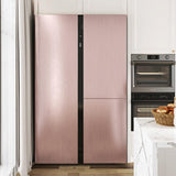 WESTICK Pink Fridge Wrap Peel and Stick Wallpaper Textured Stainless Steel Contact Paper for Appliances Removable Refrigerator W