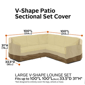 Classic Accessories 55-882-011501-Rt Veranda Patio V-Shaped Sectional Sofa Cover, Large, Pebble/Bark/Earth