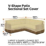 Classic Accessories 55-882-011501-Rt Veranda Patio V-Shaped Sectional Sofa Cover, Large, Pebble/Bark/Earth
