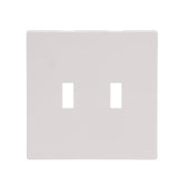 EATON PJS2W Arrow Hart Pjs2 Mid Size Screw Less Wall Plate, 2 Gang, 47/8 in L X 4.56 in W X 0.08 in T, White