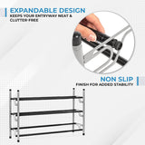 3-Tier Adjustable Shoe Storage Rack, Slide-N-Adjust, Chrome Silver