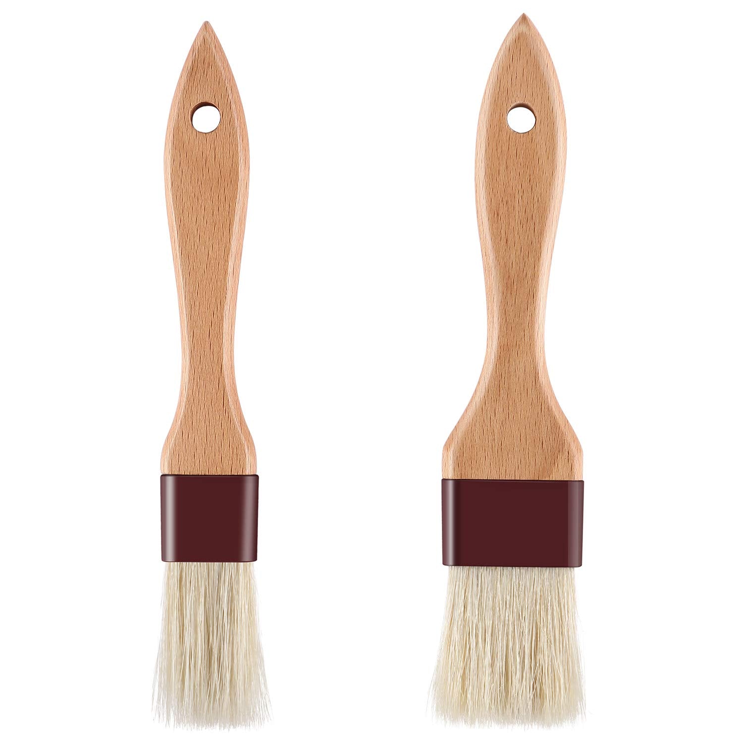 1 inch & 1.5 inch Pastry Brush Natural Boar Bristle Basting Brush Kitchen Oil Brush with Beech Wooden Handle and Hanging Rope St