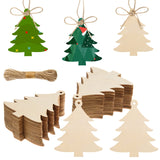 72 Pieces Wooden Christmas Tree Cutouts Crafts Embellishments Unfinished Christmas Tree Hanging Ornaments Blank Xmas Tree Wood C