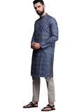 Manyavar Men's Kurta, Full Sleeves Mandarin Collar Ethnic Knee-Length Kurta Only, Kurta for Festival, Wedding, Party and Anniver