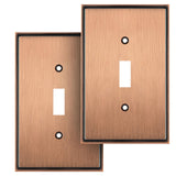 Henne Bery Soft Modern Decorative Wall Plate Switch Plate Outlet Cover (Single Toggle 2PK, Antique Copper)