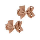 3 Inch Grosgrain Bow for Little Girls- Set of 2 (Camel)