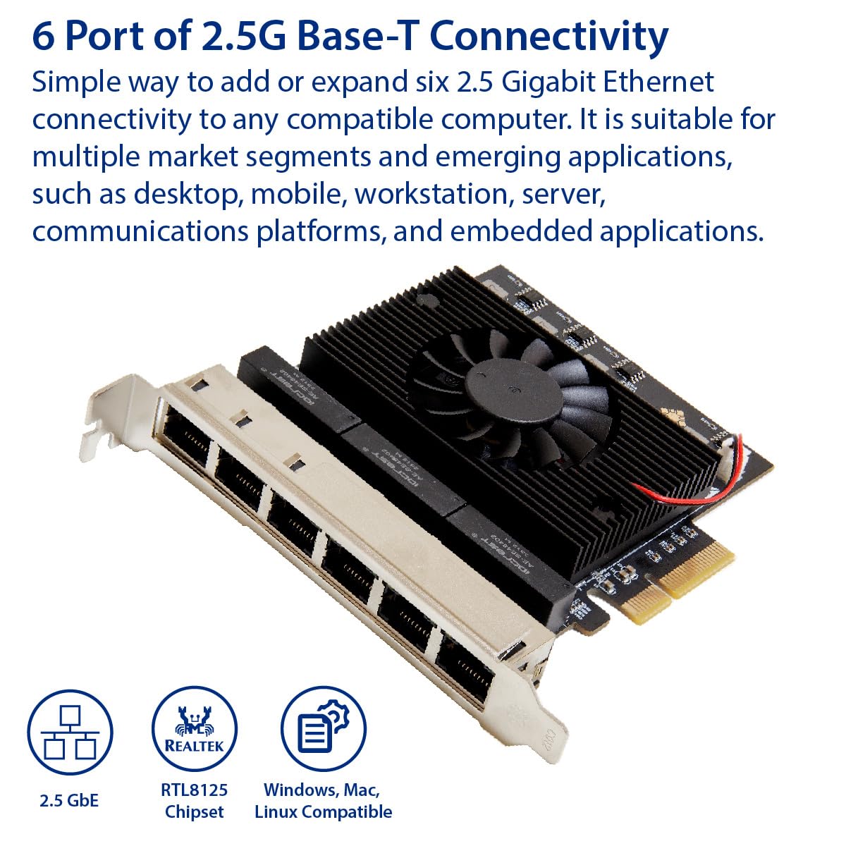 6 Port 2.5 Gigabit Pci-E X4 Ethernet Network Card