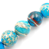 Malahill Gemstone Beads for Jewelry Making, Sold per Bag 5 Strands Inside, Light Blue Imperial Jasper 10mm