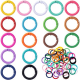 HINZIC 51Pcs 25mm Round Spring O Rings, Colorful Metal Carabiner Snap Buckle Clip Trigger DIY Accessories for Purse Keyrings Key