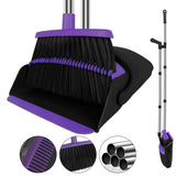 UDUK Broom with Dustpan Combo Set, 51 Household Dustpans and Broom, Standing Dust Pan Set for Home, Purple Cleaning Set for Kitc